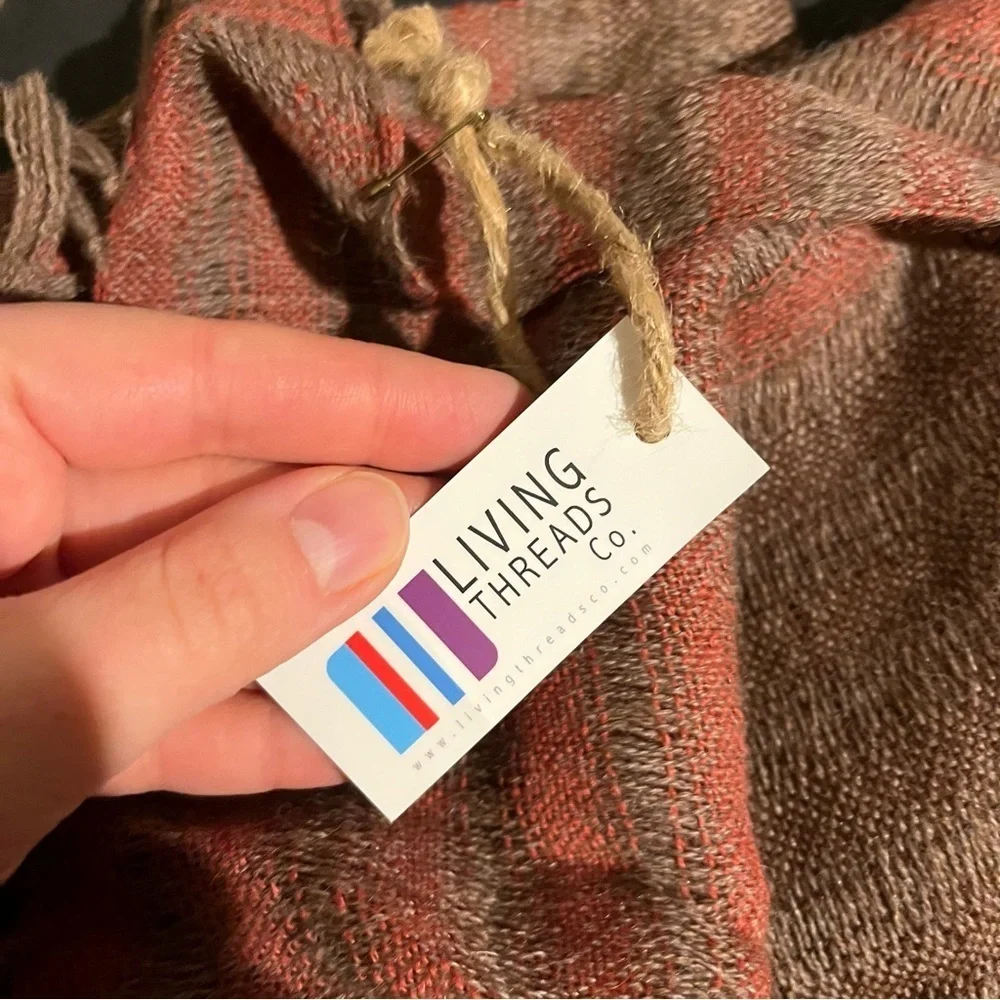 Living Threads NWT Ketzah Multicolor Handmade Woven Boho Scarf Wrap 20x80 Fringe